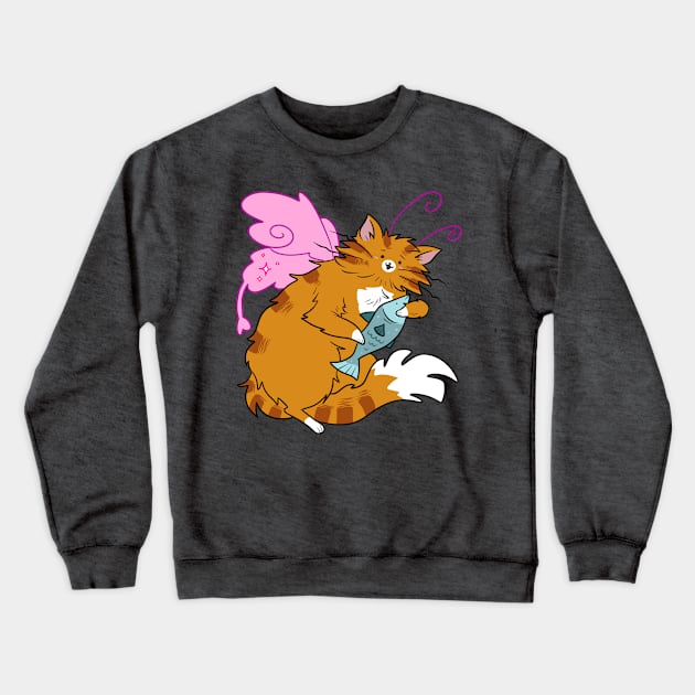 Orange Tabby Cat Fairy Crewneck Sweatshirt by saradaboru